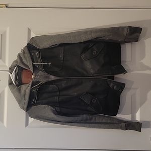 Fuax Leather Hooded Jacket